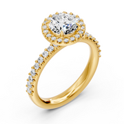 Bague de mariage diamant synthétique rond 2.45 carats or jaune 14 carats Arabella